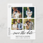 Moderne Kalligraphie 4 Foto Save the Date Postkarte (Vorne/Hinten)