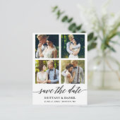 Moderne Kalligraphie 4 Foto Save the Date Postkarte (Stehend Vorderseite)