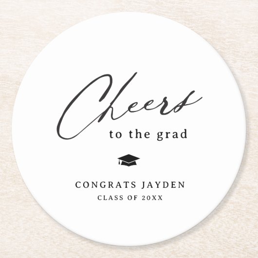 Moderne Kalligraphie Abschluss Runder Pappuntersetzer (Vorderseite)