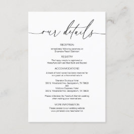 Moderne Kalligraphie, Angaben zu Hochzeiten Begleitkarte