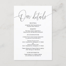 Moderne Kalligraphie, Angaben zum Hochzeitsstichtu Begleitkarte