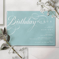 Moderne Kalligraphie | Aqua Blue Turquoise Birthda