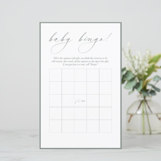 Moderne Kalligraphie | Baby Bingo Evergreen (Stehend Vorderseite)