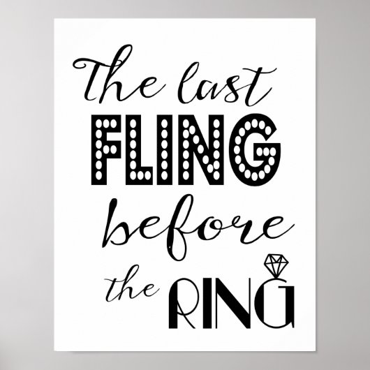 Moderne Kalligraphie Bachelorette Hen Jungendruck Poster (Vorne)