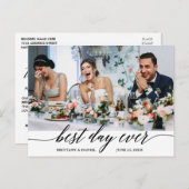 Moderne Kalligraphie Beste Tag für Hochzeit Danke Postkarte (Vorne/Hinten)