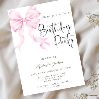 Moderne Kalligraphie Bow Geburtstagseinladung Einladung