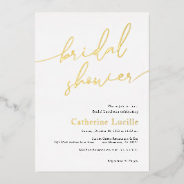 Moderne Kalligraphie Brautparty Foil Einladung