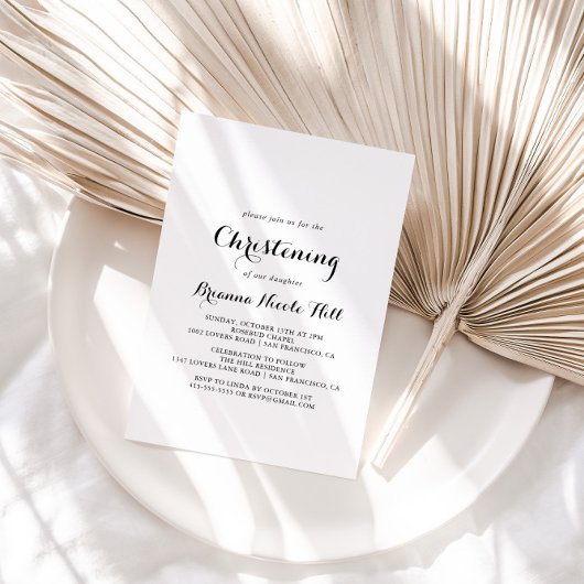 Moderne Kalligraphie Christening Einladung