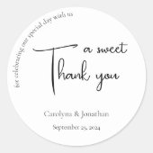 Moderne Kalligraphie Danke klassische Rundaufklebe Runder Aufkleber (Vorderseite)