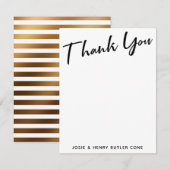 Moderne Kalligraphie Danke, mit Gold gestreift zur Save The Date (Vorne/Hinten)