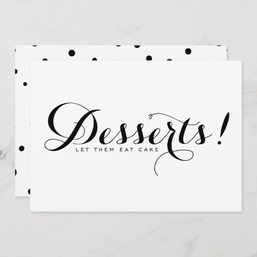 Moderne Kalligraphie | Dessert Wedding Sign Card Einladung (Vorne/Hinten)