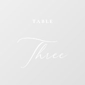 Moderne Kalligraphie Drei Tischnummern Fensteraufkleber (Blatt)