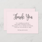Moderne Kalligraphie. Einfache Rosa-Hochzeit Dankeskarte (Vorne/Hinten)