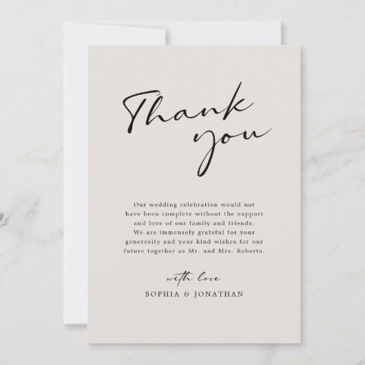 Moderne Kalligraphie Elegante Eggshell Einfache Ho Dankeskarte (Vorderseite)