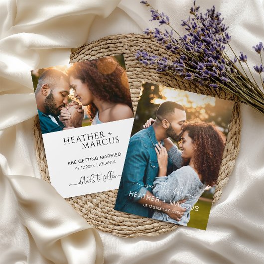 Moderne Kalligraphie Elegantes Foto Save the Date Einladung