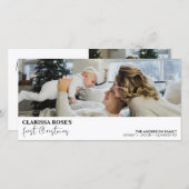 Moderne Kalligraphie Erste Weihnachtsfeier Fotokar Ankündigung (Vorne/Hinten)