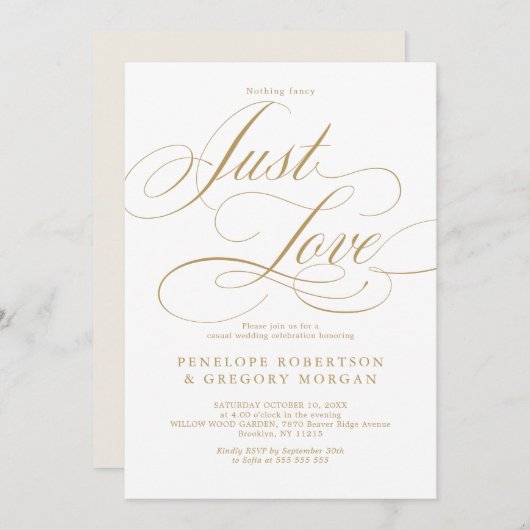 Moderne Kalligraphie extravagant nichts nur Liebe Einladung (Vorne/Hinten)