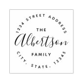 Moderne Kalligraphie Familienname Rücksendeadresse Gummistempel (Prägung)