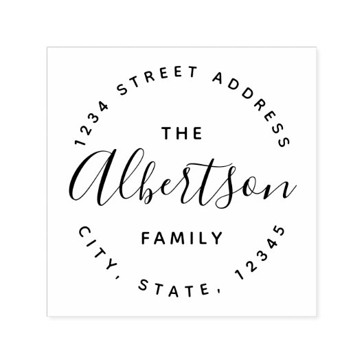 Moderne Kalligraphie Familienname Rücksendeadresse Permastempel (Design)