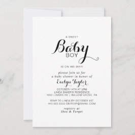 Moderne Kalligraphie Formal Baby Boy Dusche Einladung