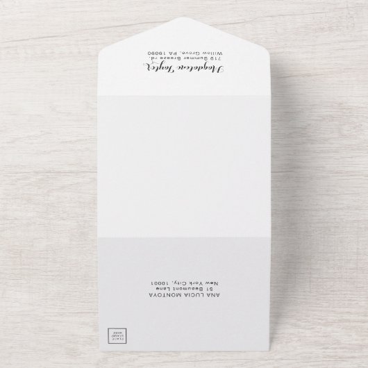 Moderne Kalligraphie Formal Baby Dusche All In One Einladung (Außenbereich)