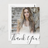 Moderne Kalligraphie | Foto Abschluss Vielen Dank Postkarte (Vorne/Hinten)