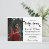 moderne Kalligraphie Foto Babydusche Einladung (Stehend Vorderseite)