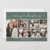 Moderne Kalligraphie Foto Collage Grüne Weihnachte Karte (Vorderseite)