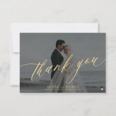 Moderne Kalligraphie-Foto Dankeskarte (Vorderseite)