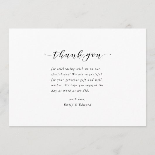 Moderne Kalligraphie-Foto-Hochzeit Dankeskarte (Rückseite)