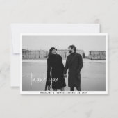 Moderne Kalligraphie-Foto-Hochzeit Dankeskarte (Vorderseite)