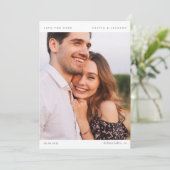 Moderne Kalligraphie-Foto-Hochzeit Save The Date (Stehend Vorderseite)