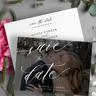 Moderne Kalligraphie-Foto-Hochzeit Save The Date