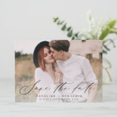 Moderne Kalligraphie Foto Hochzeit speichern das D Save The Date (Stehend Vorderseite)