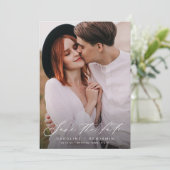 Moderne Kalligraphie Foto Hochzeit speichern das D Save The Date (Stehend Vorderseite)
