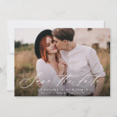 Moderne Kalligraphie Foto Hochzeit speichern das D Save The Date (Vorderseite)