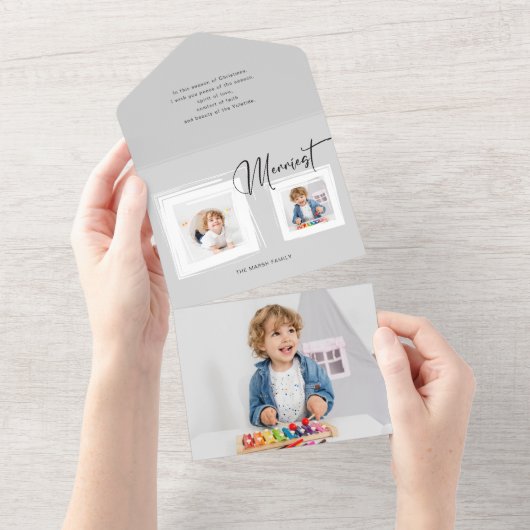 Moderne Kalligraphie/Foto in Pinselstrichrahmen All In One Einladung (Abreißen)