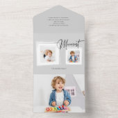 Moderne Kalligraphie/Foto in Pinselstrichrahmen All In One Einladung (Innen Boden)