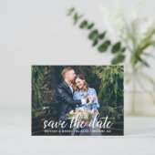 Moderne Kalligraphie - Foto Save the Date Postkarte (Stehend Vorderseite)
