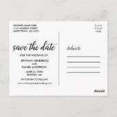 Moderne Kalligraphie - Foto Save the Date Postkarte (Rückseite)