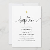 Moderne Kalligraphie Foto Taufe Einladung (Rückseite)