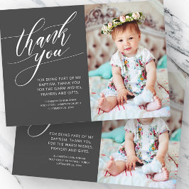 Moderne Kalligraphie Foto Taufe Vielen Dank Dankeskarte