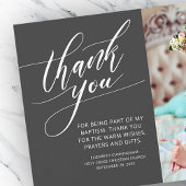 Moderne Kalligraphie Foto Taufe Vielen Dank Dankeskarte