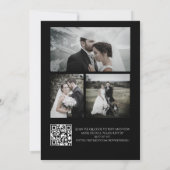 Moderne Kalligraphie FotoCollage QR Code Schwarz Einladung (Rückseite)