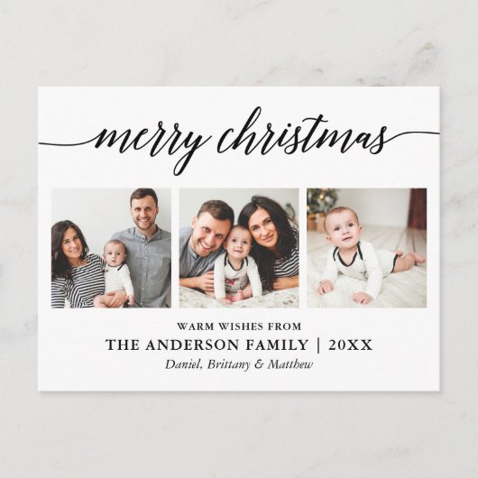 Moderne Kalligraphie Frohe Weihnachten 3 Foto Postkarte (Vorderseite)