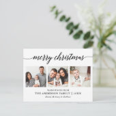 Moderne Kalligraphie Frohe Weihnachten 3 Foto Postkarte (Stehend Vorderseite)