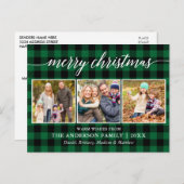 Moderne Kalligraphie Frohe Weihnachten Kariert 3 F Postkarte (Vorne/Hinten)