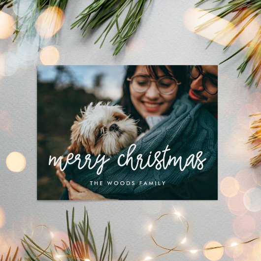 Moderne Kalligraphie Frohe Weihnachtszeit Foto Postkarte