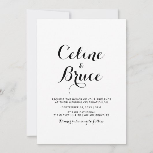 Moderne Kalligraphie - Front und Back Wedding Einladung (Vorderseite)