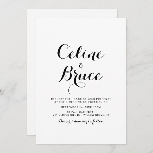 Moderne Kalligraphie - Front und Back Wedding Einladung (Vorne/Hinten)